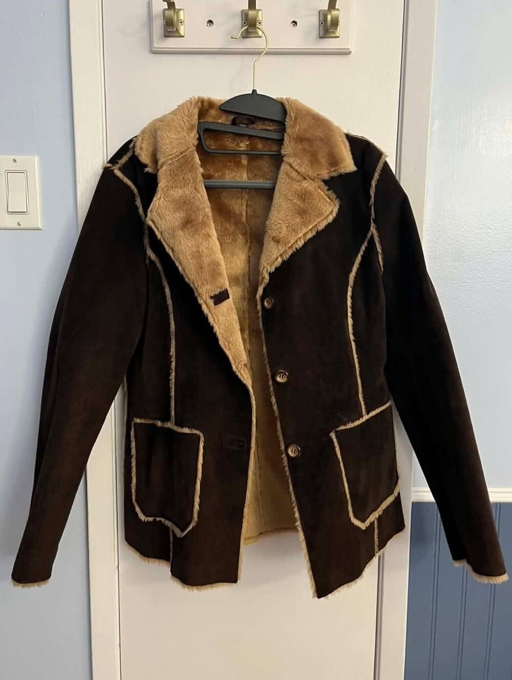Aldo Chestnut Brown TanSuede With Faux Fur Lining Coat Jacket